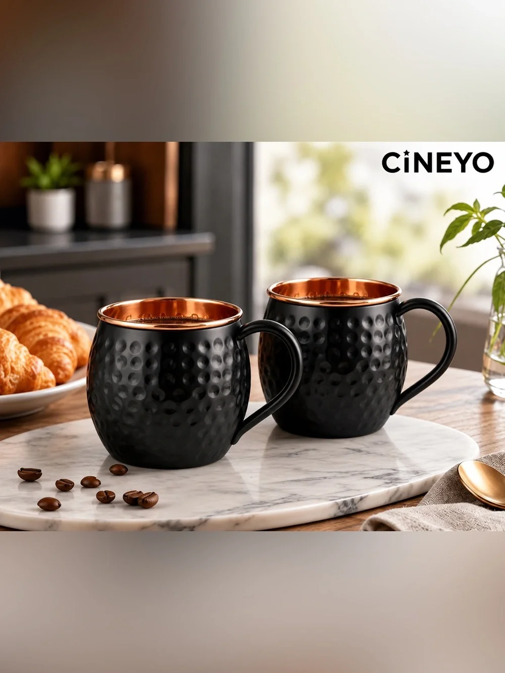 Midnight Copper Hand-Hammered Mug – 16 oz